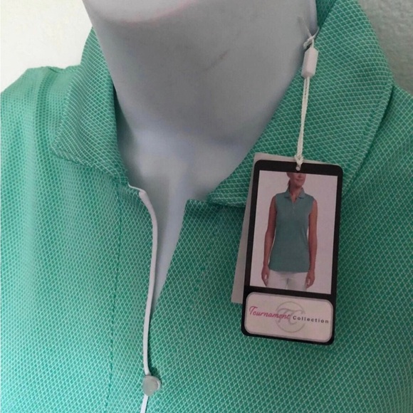 Lot 2 Dri-wick sleeveless Women’s S Small Pastel Mint/Salmon Zip Polo Shirts NWT - Picture 5 of 11